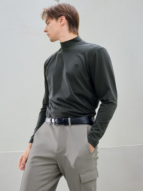 ボーダー モックネック 長袖