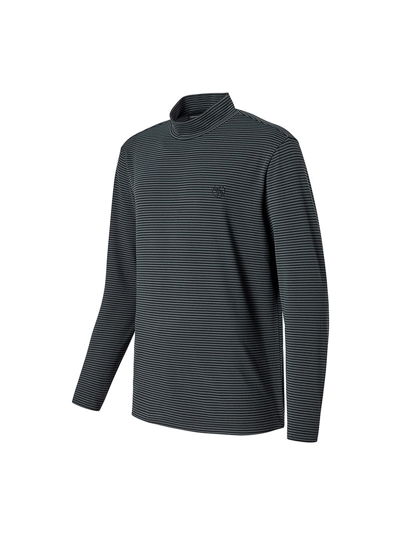 ボーダー モックネック 長袖