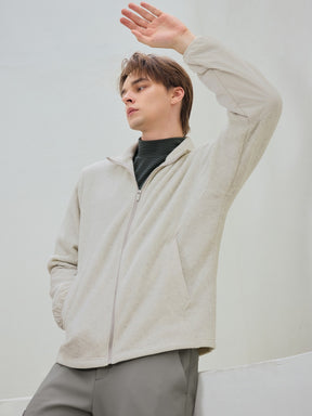 ウーブンミックス フリース  ジップアップ ジャケット