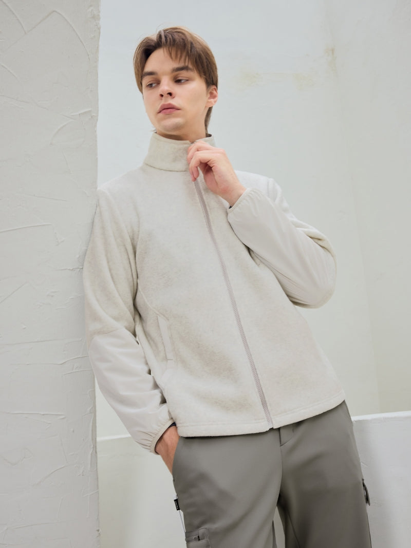 ウーブンミックス フリース  ジップアップ ジャケット