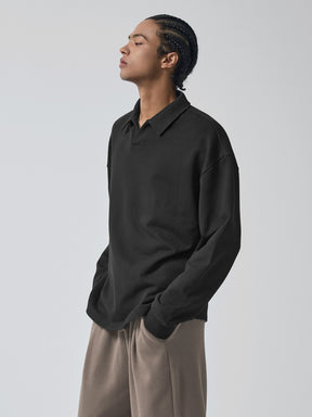 オープンカラー スウェットシャツ