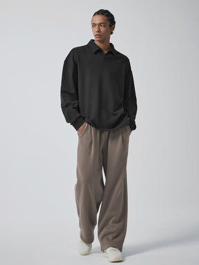 オープンカラー スウェットシャツ