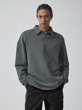 オープンカラー スウェットシャツ