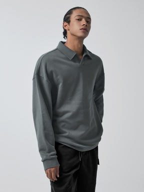 オープンカラー スウェットシャツ