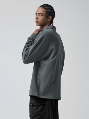 オープンカラー スウェットシャツ