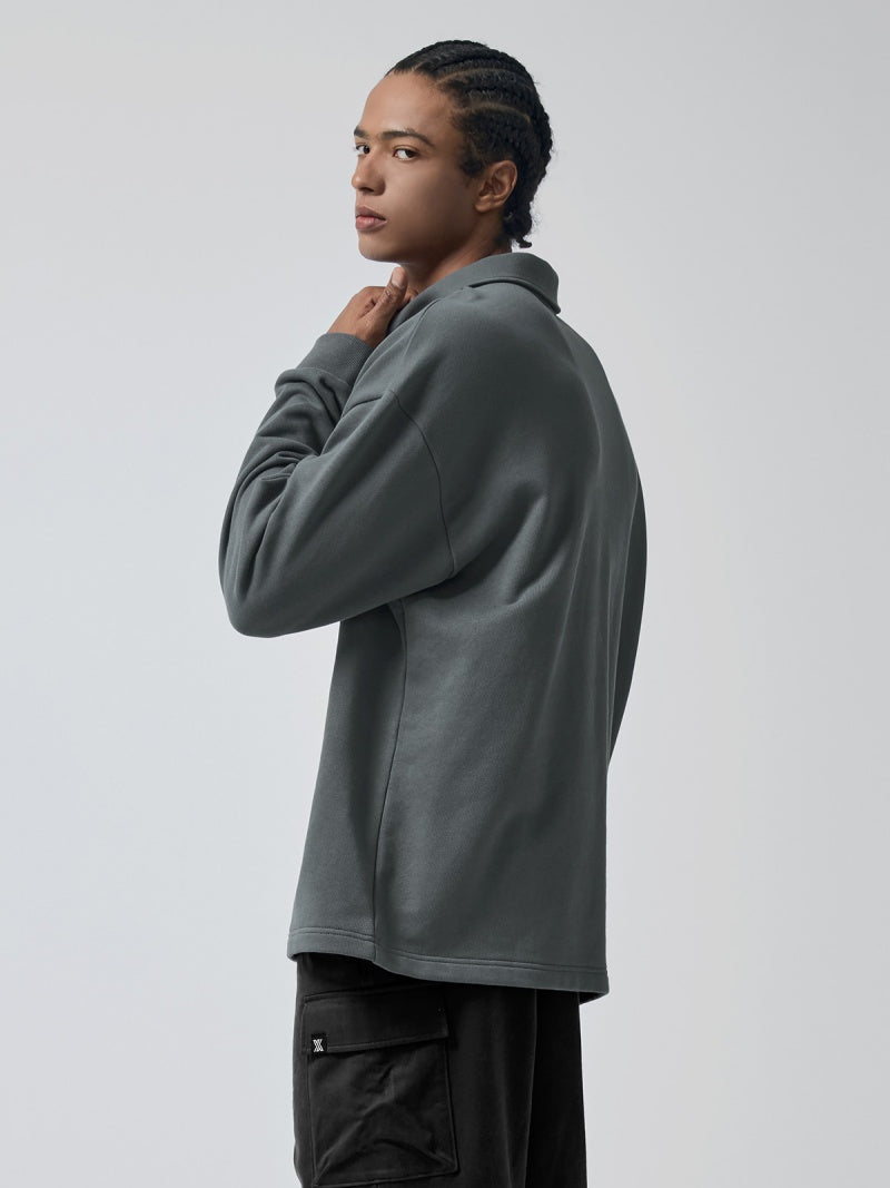 オープンカラー スウェットシャツ