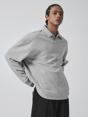 オープンカラー スウェットシャツ