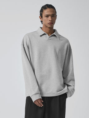 オープンカラー スウェットシャツ