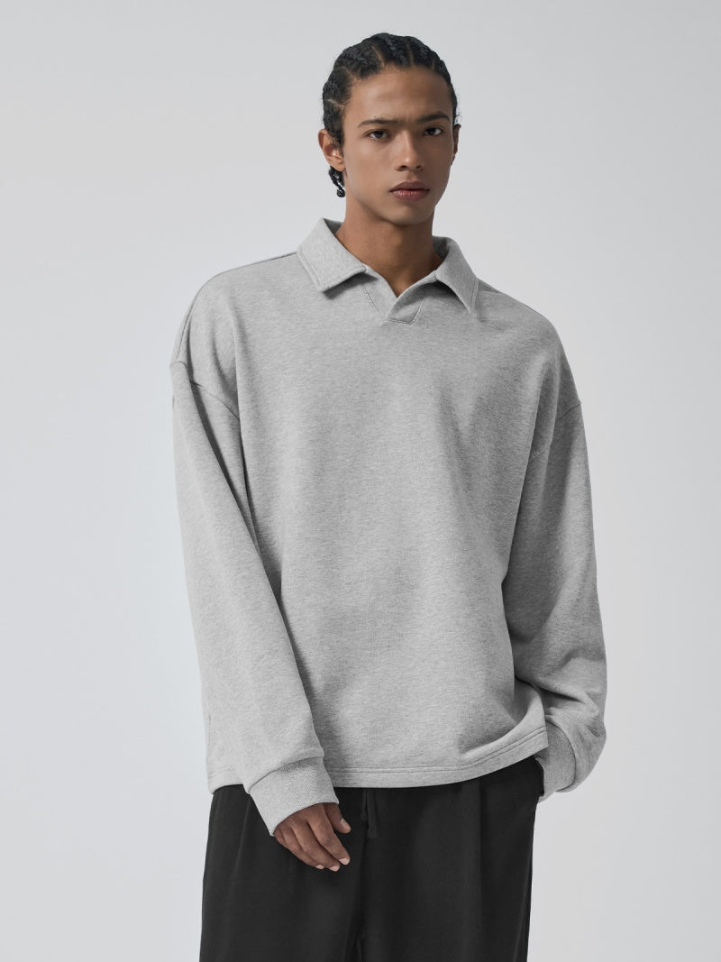 オープンカラー スウェットシャツ