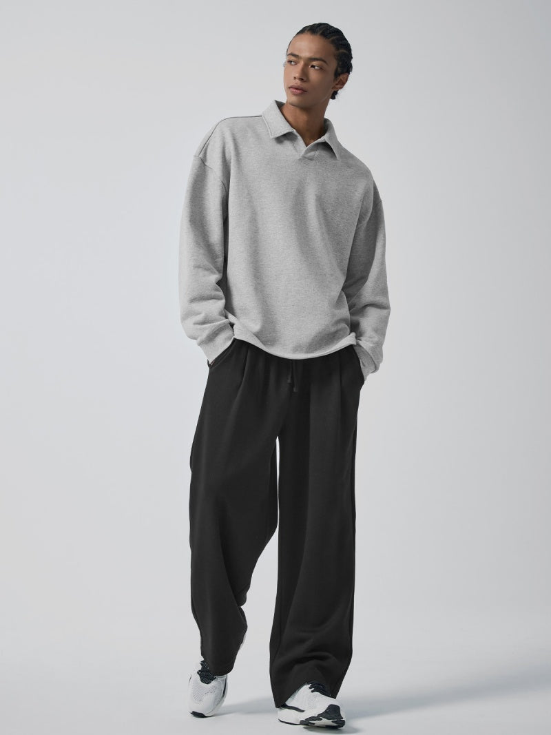 オープンカラー スウェットシャツ