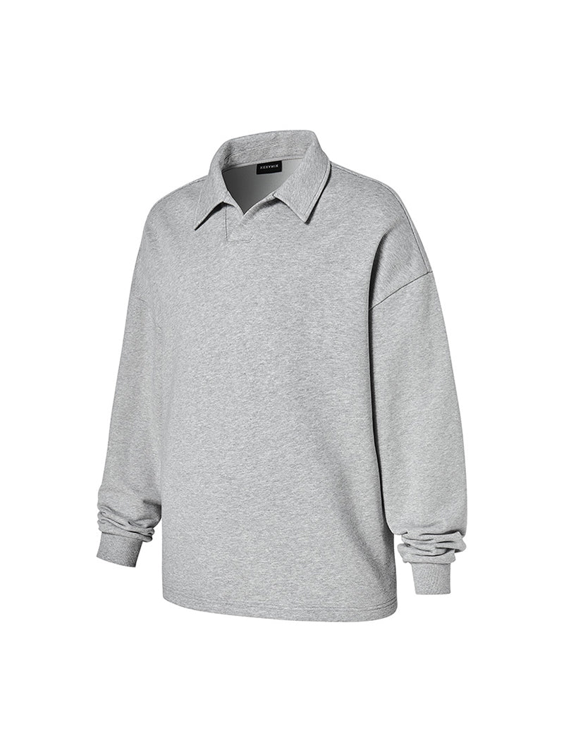 オープンカラー スウェットシャツ