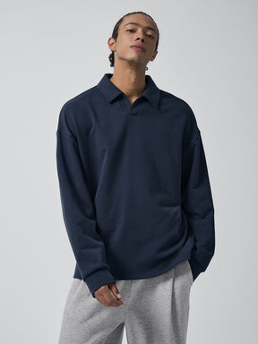 オープンカラー スウェットシャツ