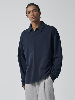 オープンカラー スウェットシャツ