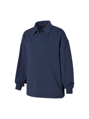 オープンカラー スウェットシャツ