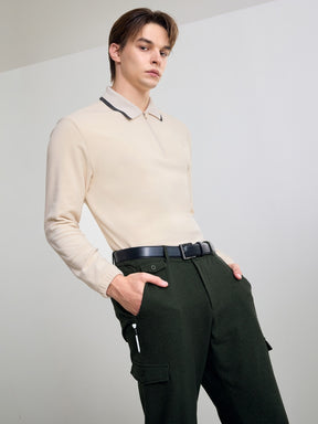 フリース ハーフジップアップ 襟付き 長袖