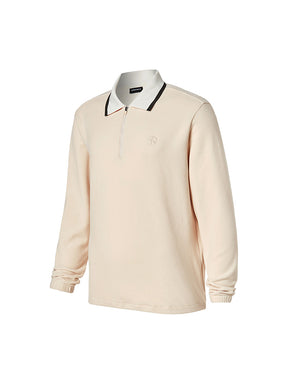 フリース ハーフジップアップ 襟付き 長袖