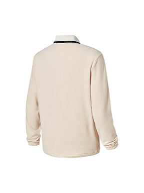 フリース ハーフジップアップ 襟付き 長袖