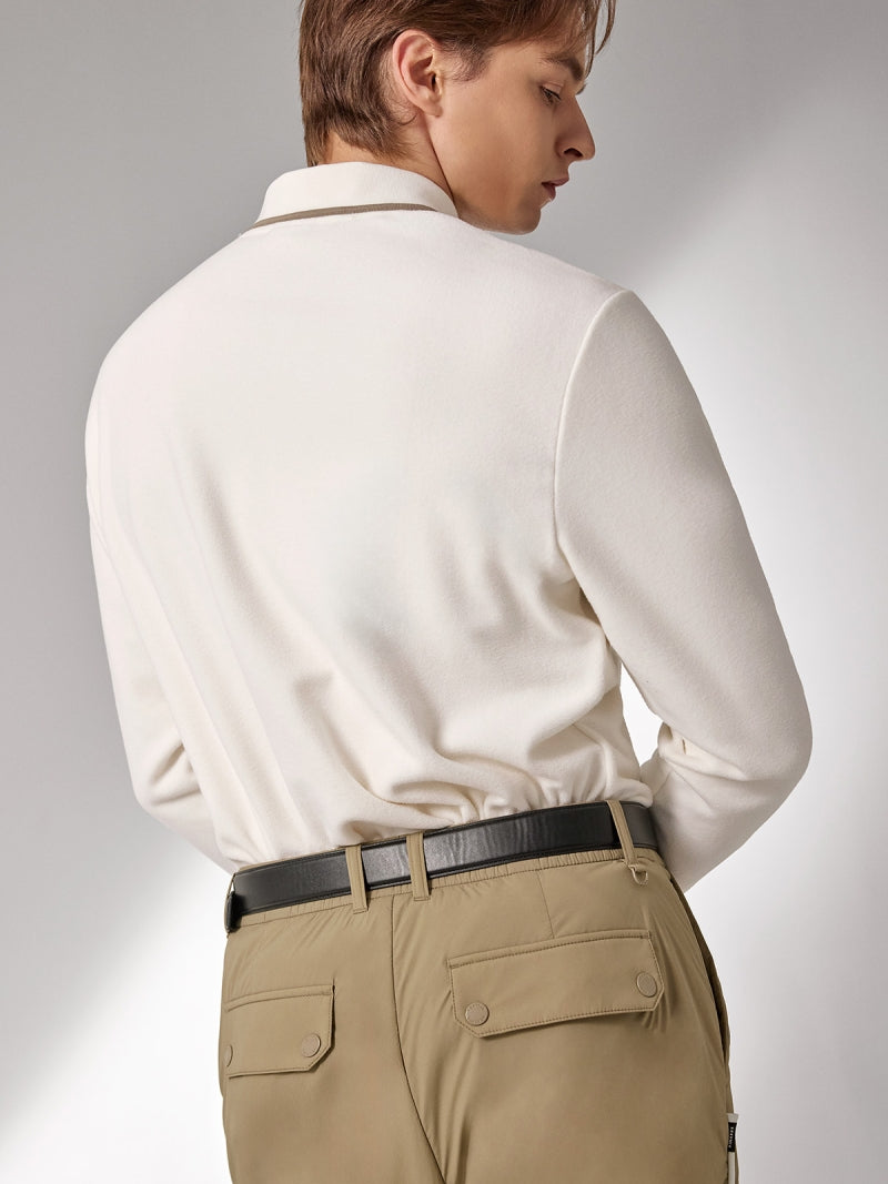 フリース ハーフジップアップ 襟付き 長袖