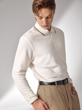 フリース ハーフジップアップ 襟付き 長袖