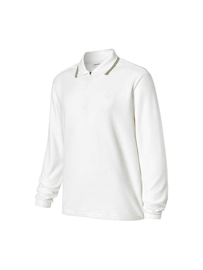 フリース ハーフジップアップ 襟付き 長袖