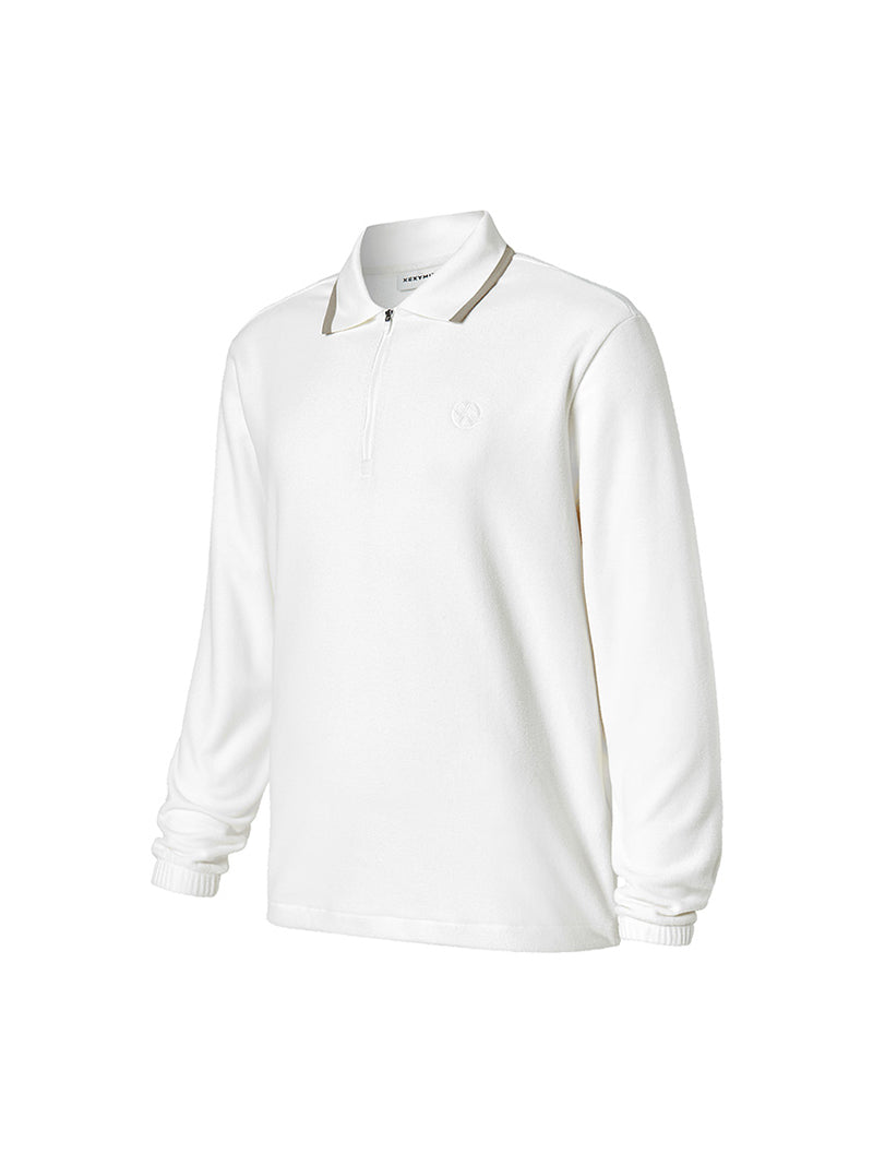 フリース ハーフジップアップ 襟付き 長袖