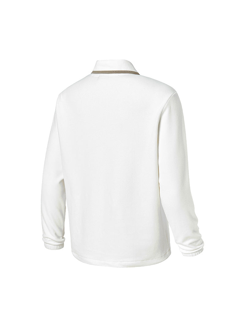 フリース ハーフジップアップ 襟付き 長袖