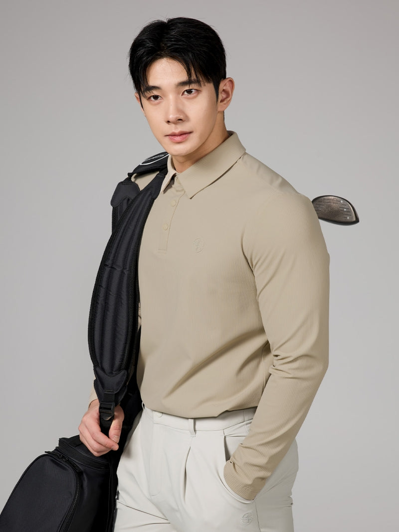 リブ メンズ ポロシャツ 長袖