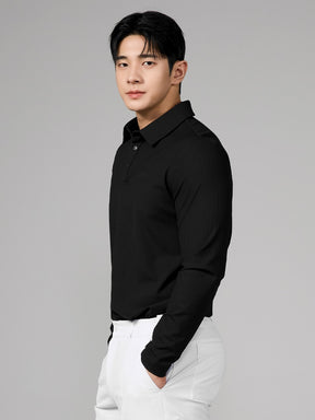 リブ メンズ ポロシャツ 長袖