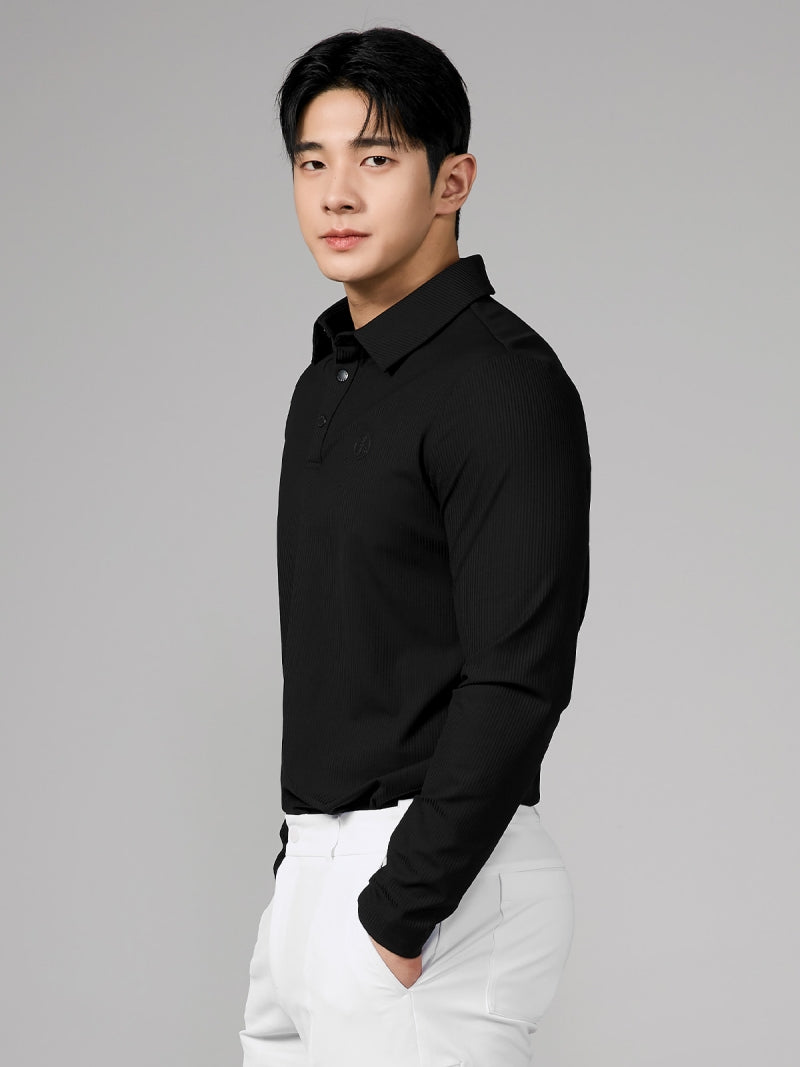 リブ メンズ ポロシャツ 長袖