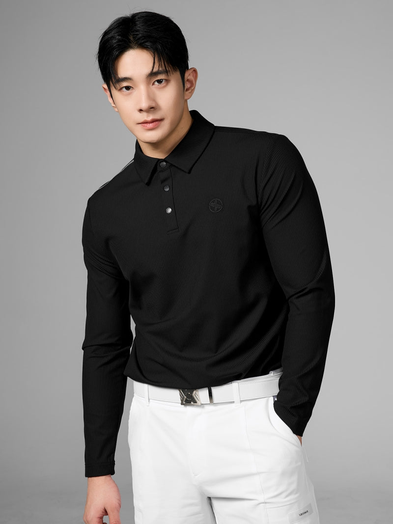 リブ メンズ ポロシャツ 長袖