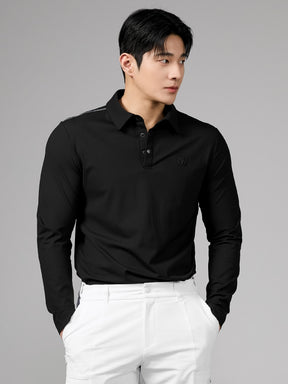 リブ メンズ ポロシャツ 長袖