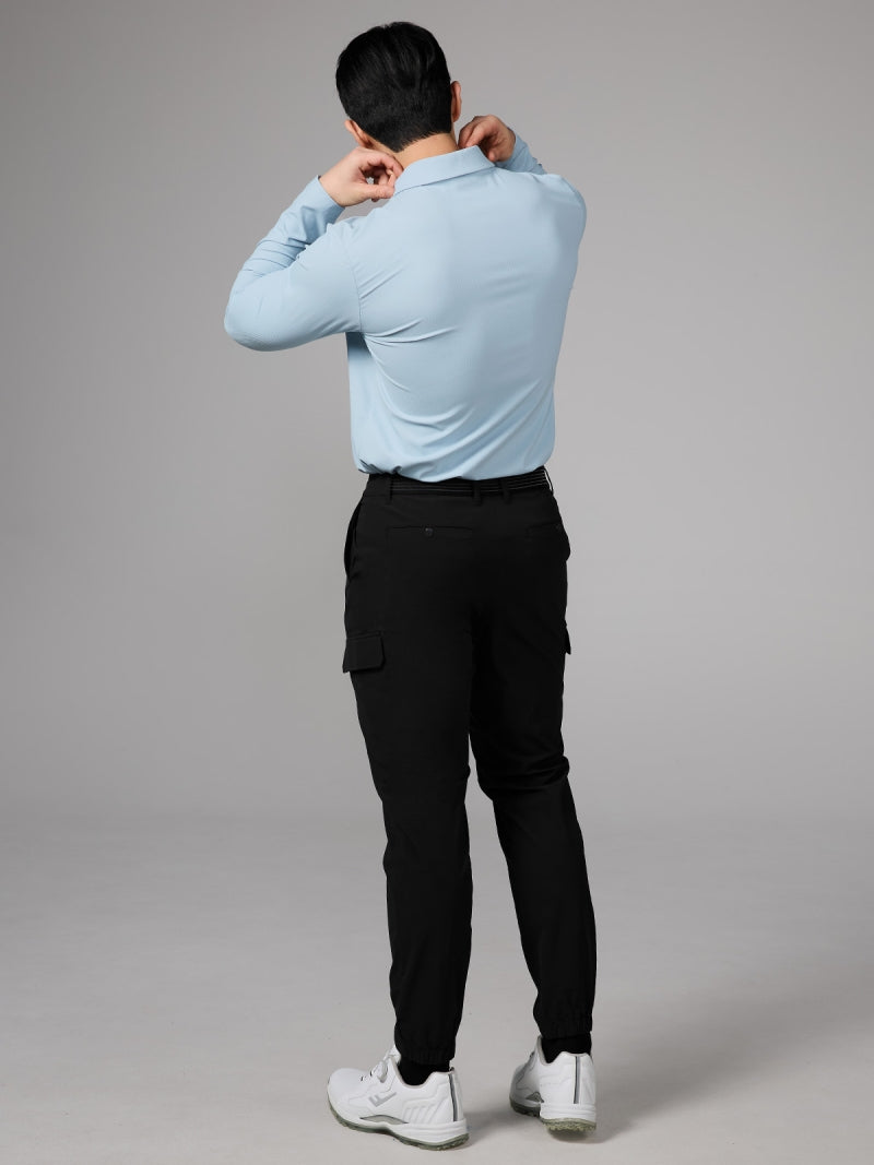 リブ メンズ ポロシャツ 長袖