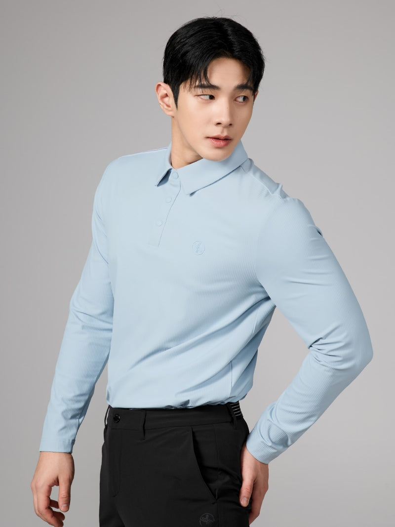 リブ メンズ ポロシャツ 長袖