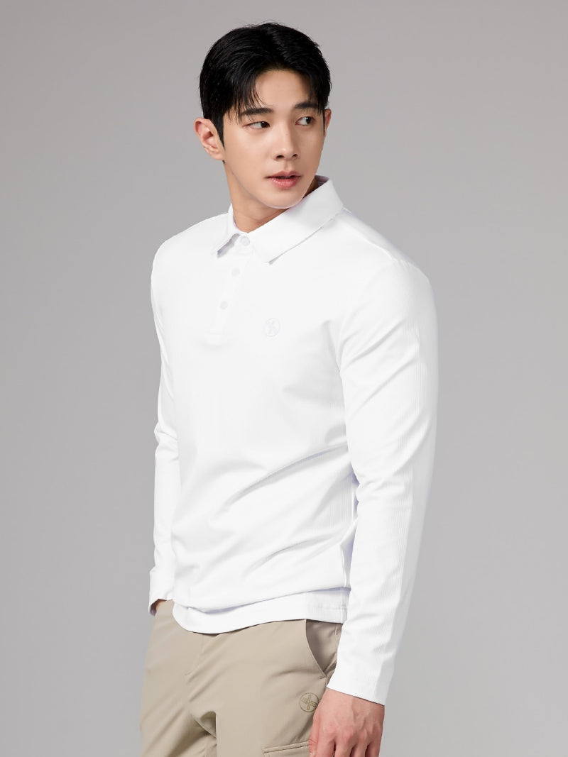 リブ メンズ ポロシャツ 長袖