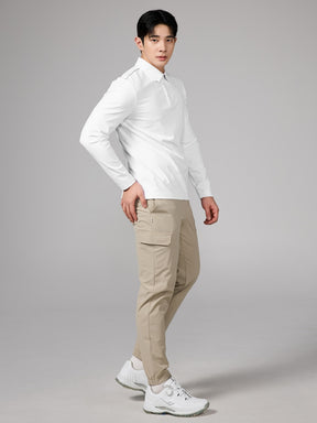 リブ メンズ ポロシャツ 長袖