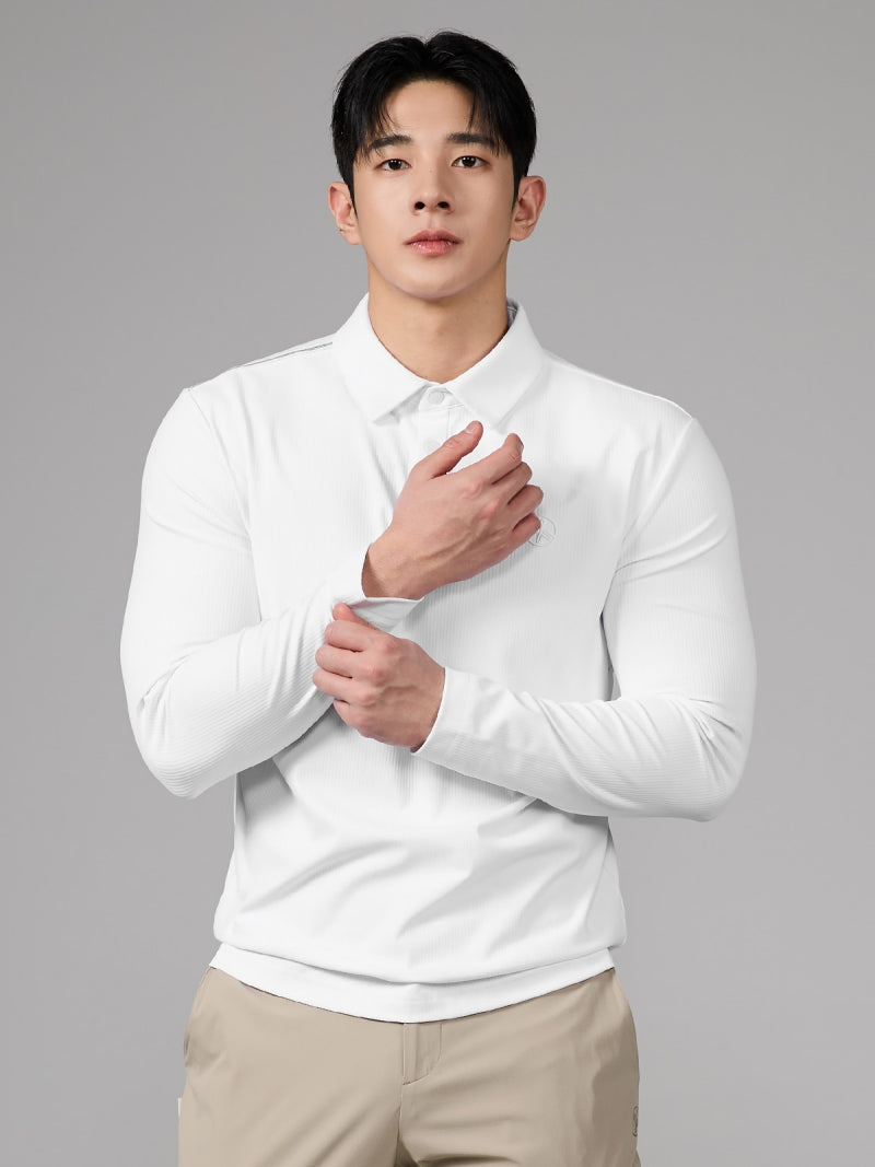 リブ メンズ ポロシャツ 長袖