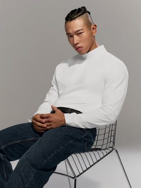 メンズ ピーチ起毛 デイリー エコティブ 長袖 - モックネック
