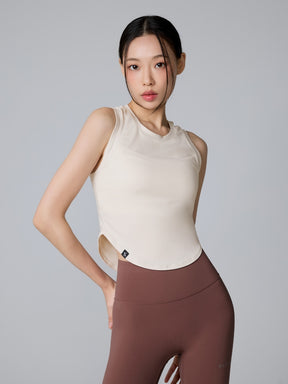 XT4354G XELLA LIGHT ラウンドヘム ノースリーブ