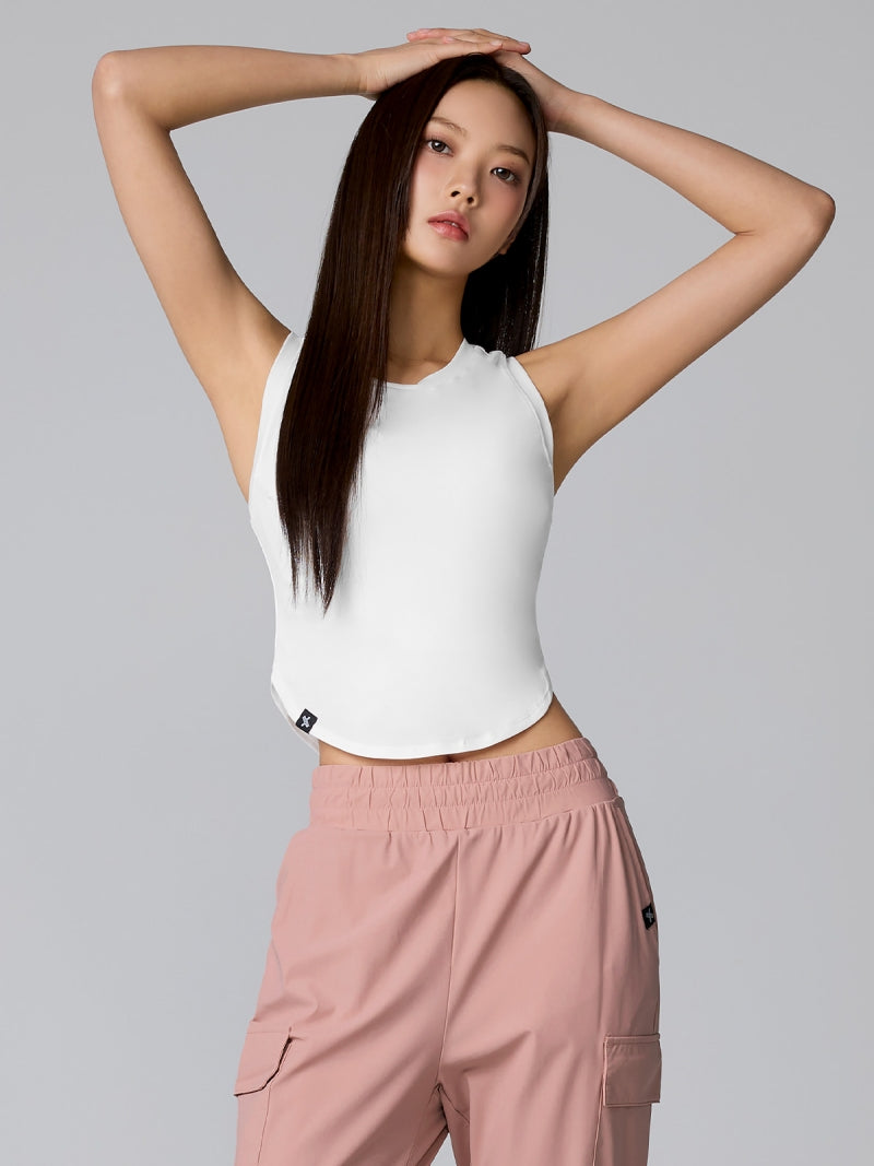 XT4354G XELLA LIGHT ラウンドヘム ノースリーブ