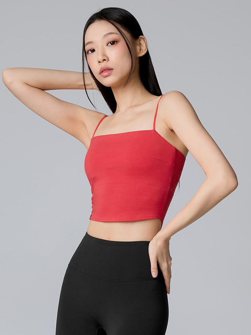 XTFBR01J2 細ストラップ クロップド丈 シルキーブラトップ