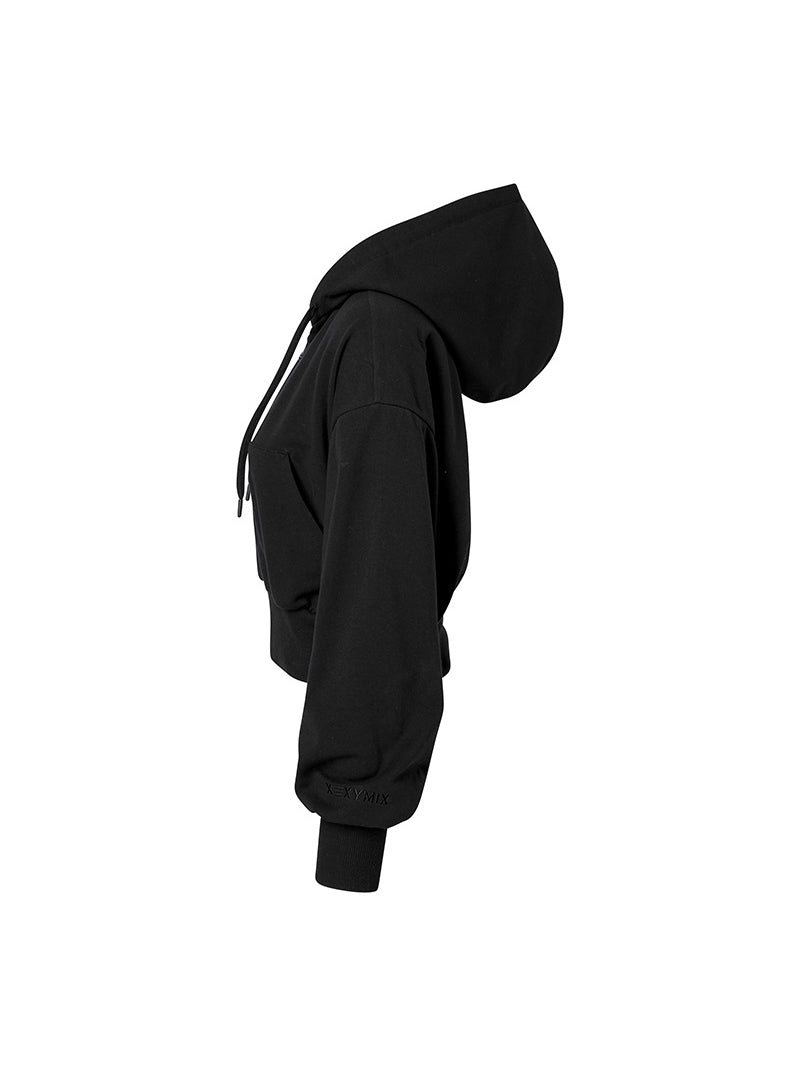 ストリートファッション XU エックスユー crop zip up hoodie