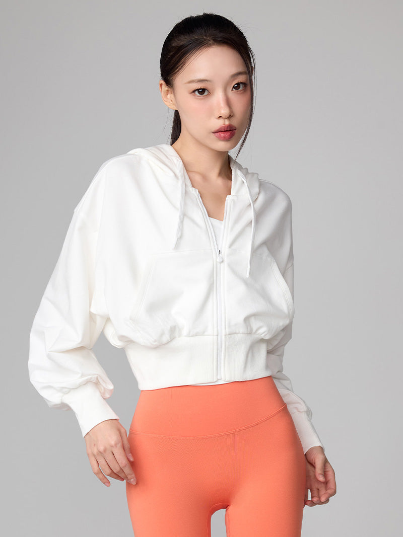 XTFHJ01J1 スムースタッチ クロップド丈 パーカー ジップアップ