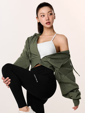 XTFHJ01J1 スムースタッチ クロップド丈 パーカー ジップアップ