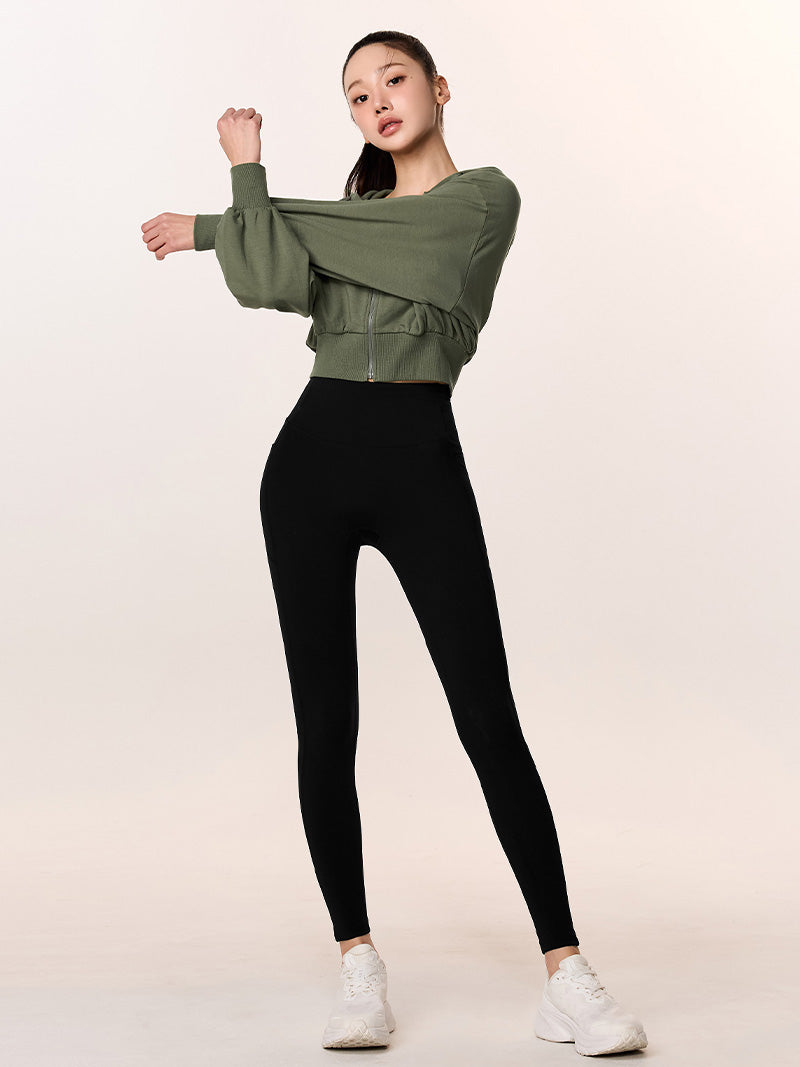 XTFHJ01J1 スムースタッチ クロップド丈 パーカー ジップアップ