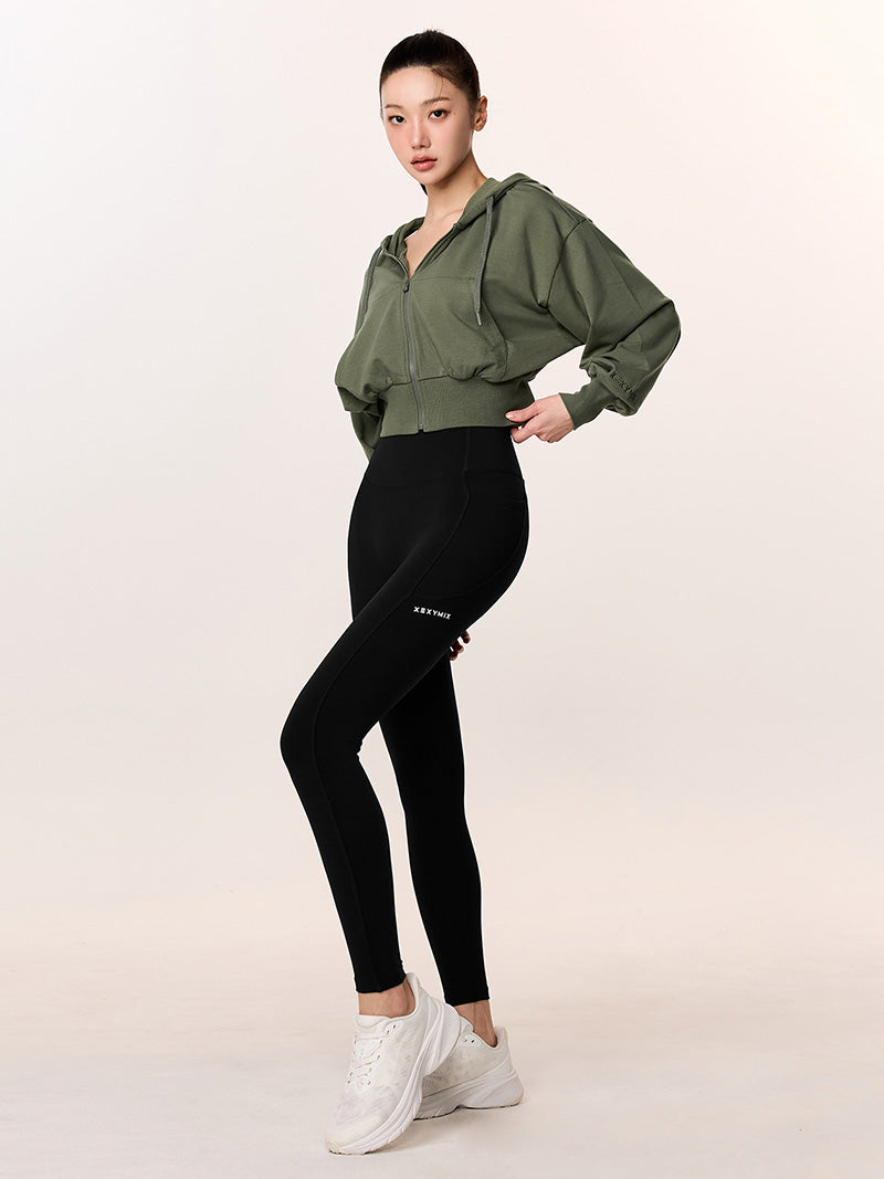 XTFHJ01J1 スムースタッチ クロップド丈 パーカー ジップアップ