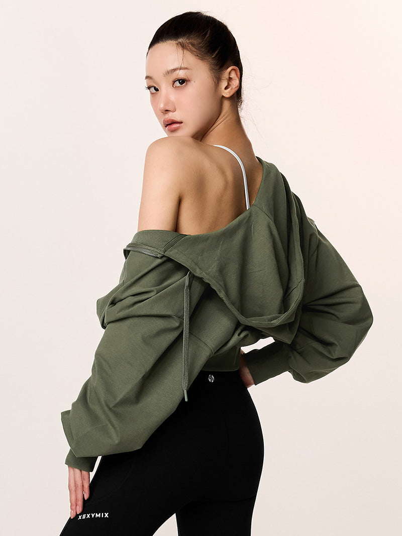 XTFHJ01J1 スムースタッチ クロップド丈 パーカー ジップアップ