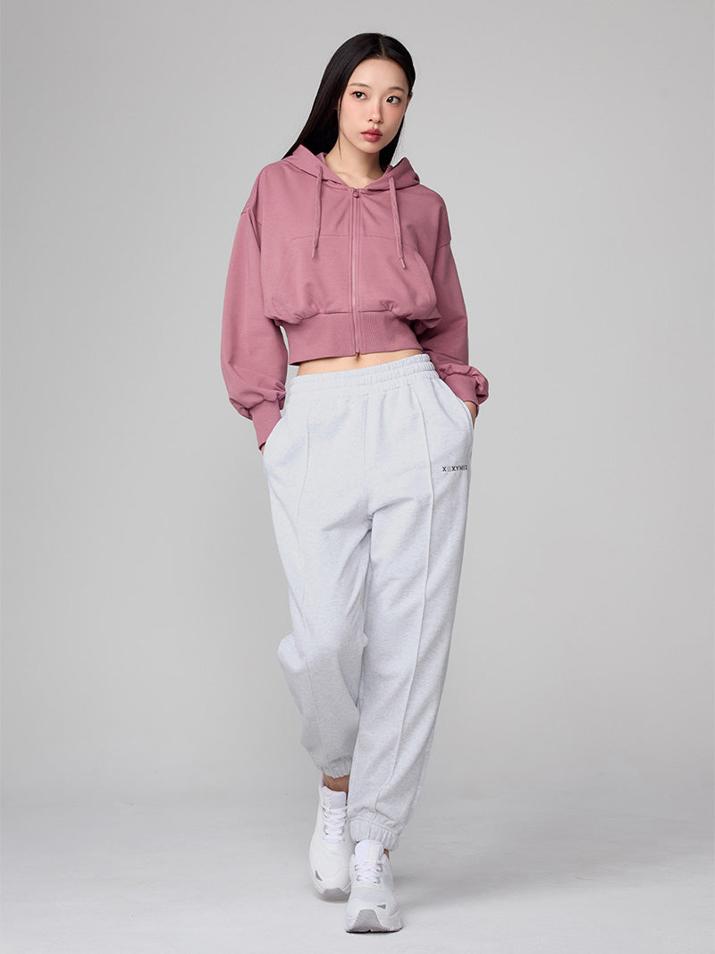 XTFHJ01J1 スムースタッチ クロップド丈 パーカー ジップアップ