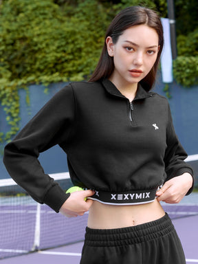 XTFHZ02J3 裏起毛 ロゴバンド ハイネック トレーナー