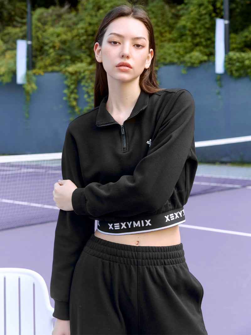 XTFHZ02J3 裏起毛 ロゴバンド ハイネック トレーナー