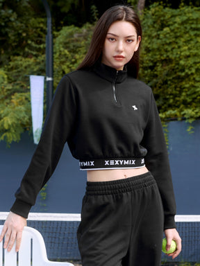 XTFHZ02J3 裏起毛 ロゴバンド ハイネック トレーナー
